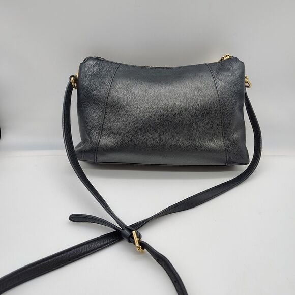 Lauren Ralph Lauren Leather Pebbled Crossbody Bag Purse Black Preppy Classic LRL - Picture 4 of 11